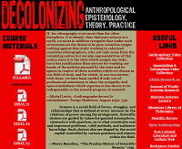 ANTH 601 - DECOLONIZING ANTHROPOLOGY